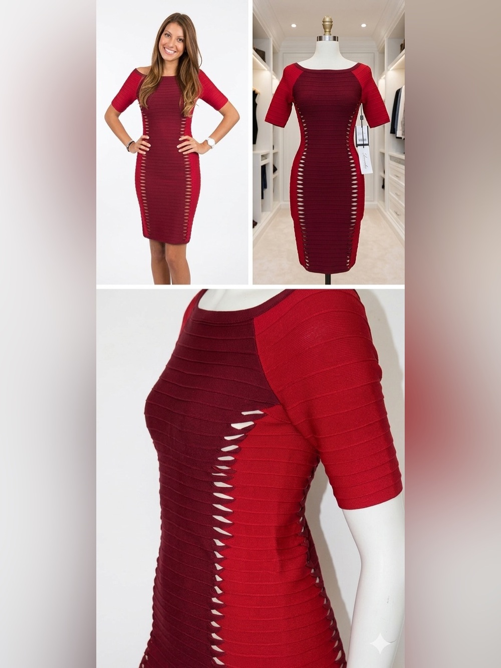 Herve Leger burgundy/red dress XS